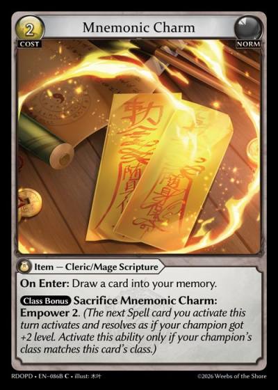 Mnemonic Charm RDOPD-EN-086B-Normal-Common (C) - Radiant Origins Pantheon Decks - Grand Archive Card