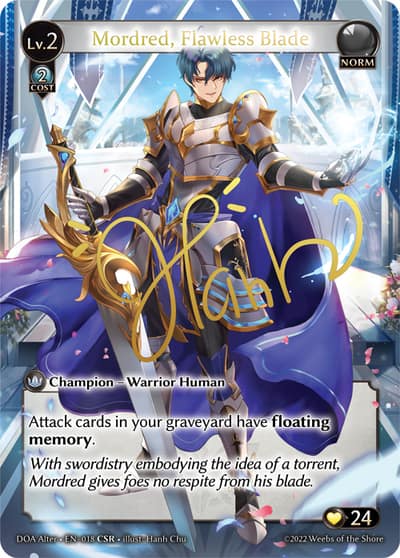 Mordred, Flawless Blade DOA Alter-EN-018-Foil-Collector Super Rare (CSR) - Dawn of Ashes Alter Edition - Grand Archive Card