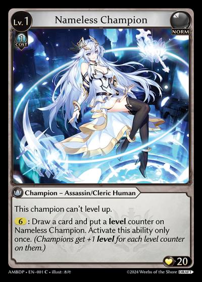 Nameless Champion ASSASSIN CLERIC AMBDP-EN-001-Normal - Mortal Ambition Draft Pack - Grand Archive Card