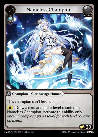 Nameless Champion CLERIC MAGE AMBDP-EN-001-Normal - Mortal Ambition Draft Pack - Grand Archive Card