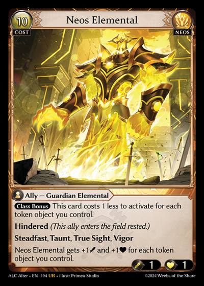 Neos Elemental ALC Alter-EN-194-Foil-Ultra Rare (UR) - Alchemical Revolution Alter Edition - Grand Archive Card