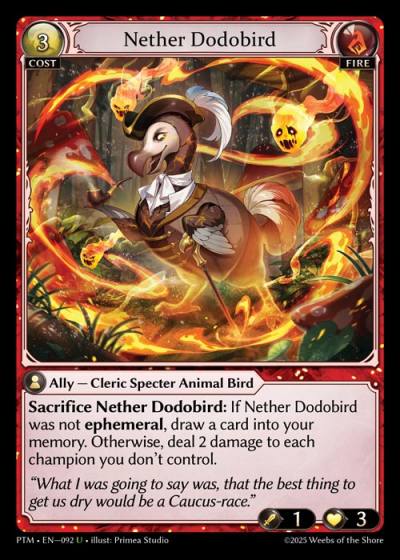 Nether Dodobird PTM-EN-092-Foil-Uncommon (U) - Phantom Monarchs - Grand Archive Card