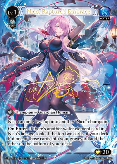 Nico, Rapture's Embrace ALC Alter-EN-226-Foil-Collector Super Rare (CSR) - Alchemical Revolution Alter Edition - Grand Archive Card