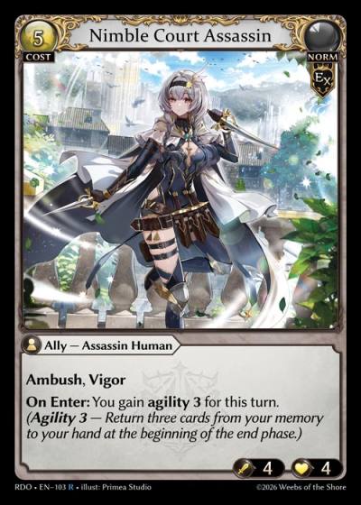 Nimble Court Assassin RDO-EN-103-Foil-Rare (R) - Radiant Origins - Grand Archive Card
