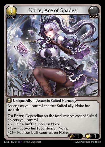 Noire, Ace of Spades DTR-EN-078-Foil-Super Rare (SR) - Distorted Reflections - Grand Archive Card
