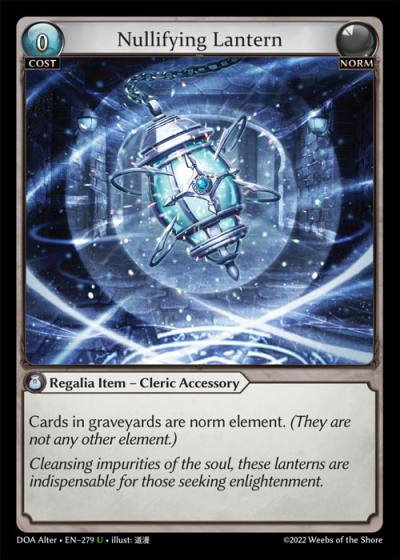 Nullifying Lantern DOA Alter-EN-279-Normal-Uncommon (U) - Dawn of Ashes Alter Edition - Grand Archive Card