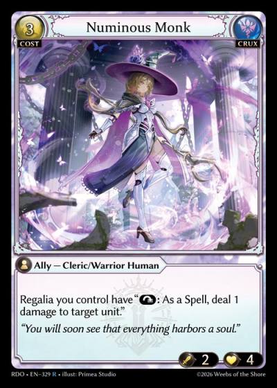 Numinous Monk RDO-EN-329-Foil-Rare (R) - Radiant Origins - Grand Archive Card