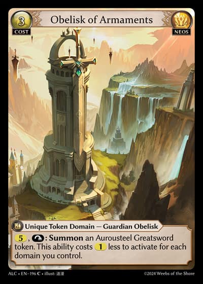 Obelisk of Armaments ALC-EN-196-Foil-Common (C) - Alchemical Revolution - Grand Archive Card