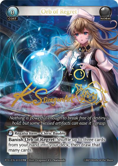 Orb of Regret P23-EN-013-Normal-Collector Promo Rare (CPR) - Promotional 2023 - Grand Archive Card