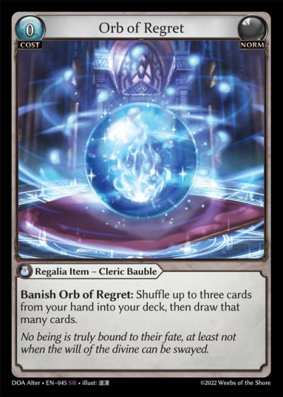 Orb of Regret DOA Alter-EN-045-Normal-Super Rare (SR) - Dawn of Ashes Alter Edition - Grand Archive Card