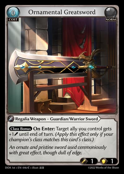 Ornamental Greatsword DOA 1st-EN-046-Foil-Common (C) - Dawn of Ashes First Edition - Grand Archive Card