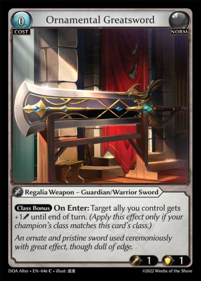 Ornamental Greatsword DOA Alter-EN-046-Normal-Common (C) - Dawn of Ashes Alter Edition - Grand Archive Card