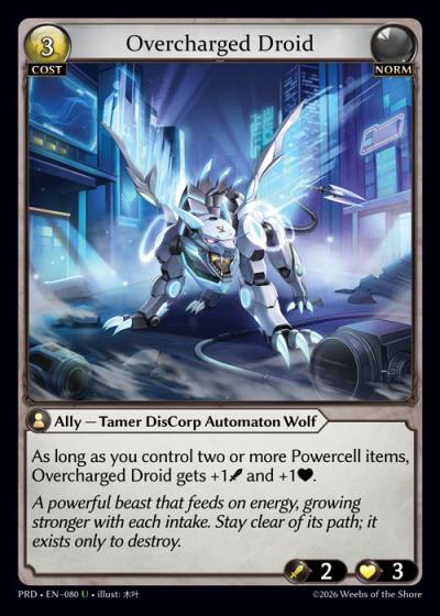 Overcharged Droid PRD-EN-080-Foil-Uncommon (U) - .asphodel/paradise - Grand Archive Card
