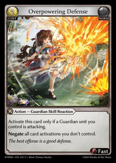Overpowering Defense DTRSD-EN-031-Normal-Uncommon (U) - Distorted Reflections Starter Decks - Grand Archive Card