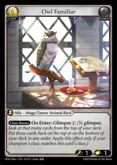 Owl Familiar DOA Alter-EN-101-Normal-Common (C) - Dawn of Ashes Alter Edition - Grand Archive Card