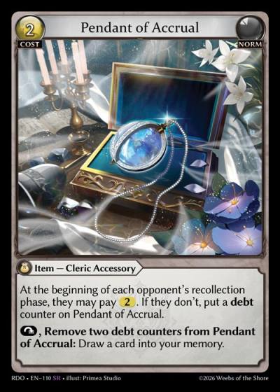 Pendant of Accrual RDO-EN-110-Foil-Super Rare (SR) - Radiant Origins - Grand Archive Card