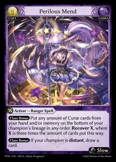 Perilous Mend PTM-EN-189-Foil-Rare (R) - Phantom Monarchs - Grand Archive Card