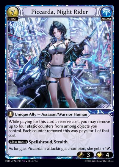 Piccarda, Night Rider PRD-EN-216-Foil-Super Rare (SR) - .asphodel/paradise - Grand Archive Card