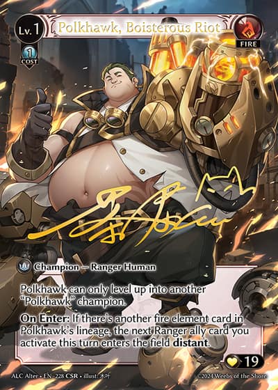 Polkhawk, Boisterous Riot ALC Alter-EN-228-Foil-Collector Super Rare (CSR) - Alchemical Revolution Alter Edition - Grand Archive Card
