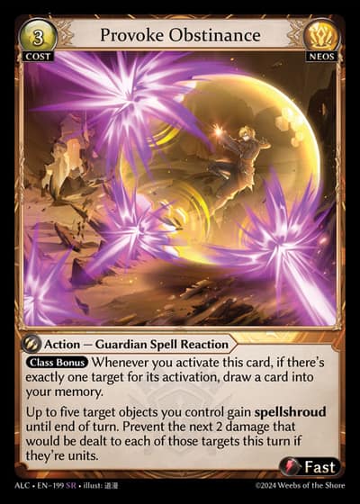 Provoke Obstinance ALC-EN-199-Foil-Super Rare (SR) - Alchemical Revolution - Grand Archive Card