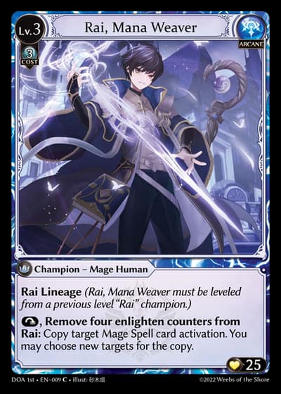 Rai, Mana Weaver DOA 1st-EN-009-Foil-Common (C) - Dawn of Ashes First Edition - Grand Archive Card