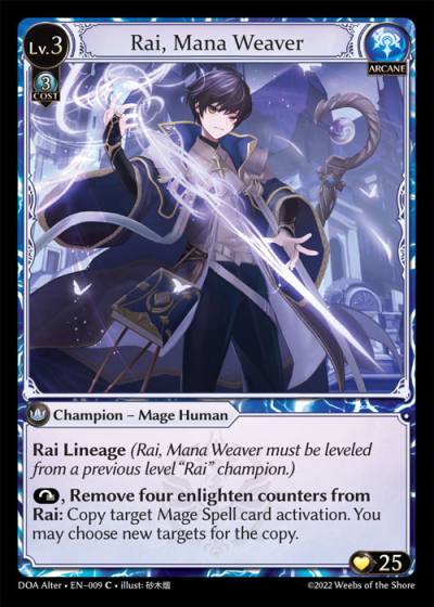 Rai, Mana Weaver DOA Alter-EN-009-Normal-Common (C) - Dawn of Ashes Alter Edition - Grand Archive Card