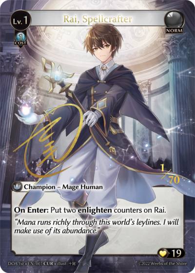 Rai, Spellcrafter DOA 1st-EN-007-Foil-Collector Ultra Rare (CUR) - Dawn of Ashes First Edition - Grand Archive Card