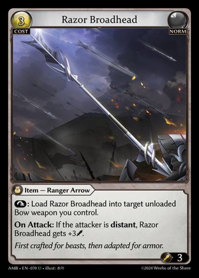 Razor Broadhead AMB-EN-070-Normal-Uncommon (U) - Mortal Ambition - Grand Archive Card