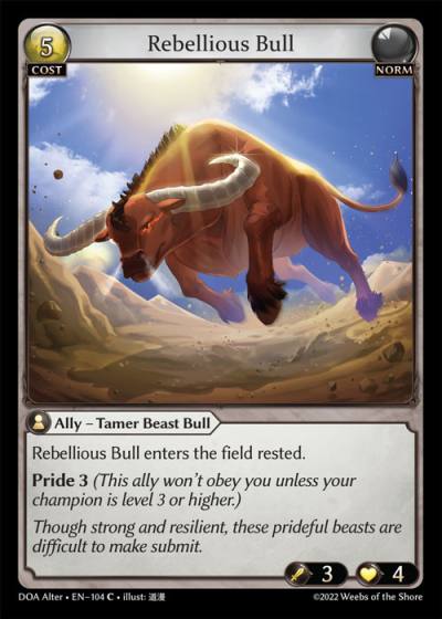 Rebellious Bull DOA Alter-EN-104-Normal-Common (C) - Dawn of Ashes Alter Edition - Grand Archive Card