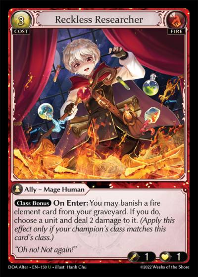 Reckless Researcher DOA Alter-EN-150-Normal-Uncommon (U) - Dawn of Ashes Alter Edition - Grand Archive Card