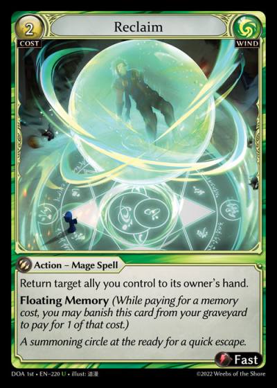 Reclaim DOA 1st-EN-220-Normal-Uncommon (U) - Dawn of Ashes First Edition - Grand Archive Card