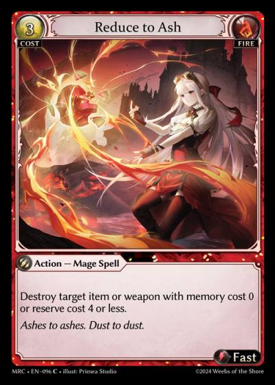 Reduce to Ash MRC-EN-096-Normal-Common (C) - Mercurial Heart - Grand Archive Card