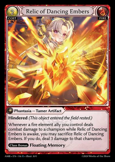 Relic of Dancing Embers AMB-EN-116-Normal-Rare (R) - Mortal Ambition - Grand Archive Card