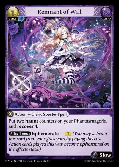 Remnant of Will PTM-EN-191-Foil-Rare (R) - Phantom Monarchs - Grand Archive Card