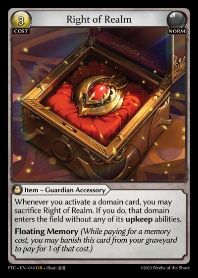 Right of Realm FTC-EN-044-Foil-Ultra Rare (UR) - Fractured Crown - Grand Archive Card