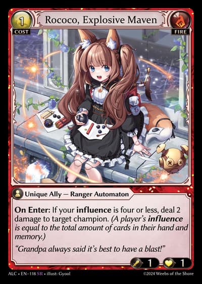 Rococo, Explosive Maven ALC-EN-118-Foil-Super Rare (SR) - Alchemical Revolution - Grand Archive Card