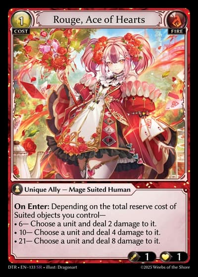 Rouge, Ace of Hearts DTR-EN-133-Foil-Super Rare (SR) - Distorted Reflections - Grand Archive Card