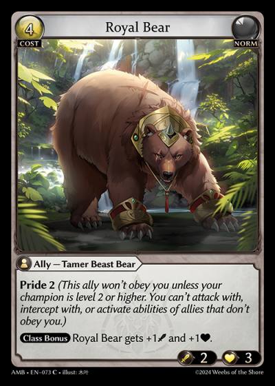 Royal Bear AMB-EN-073-Normal-Common (C) - Mortal Ambition - Grand Archive Card