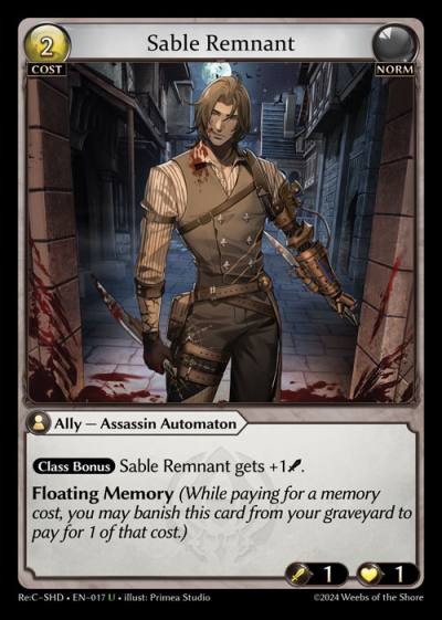 Sable Remnant ReC-SHD-EN-017-Normal-Uncommon (U) - Re:Collection Shadowdancer - Grand Archive Card