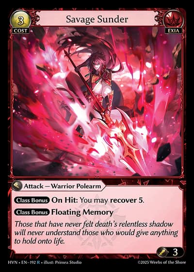 Savage Sunder HVN-EN-192-Foil-Rare (R) - Abyssal Heaven - Grand Archive Card