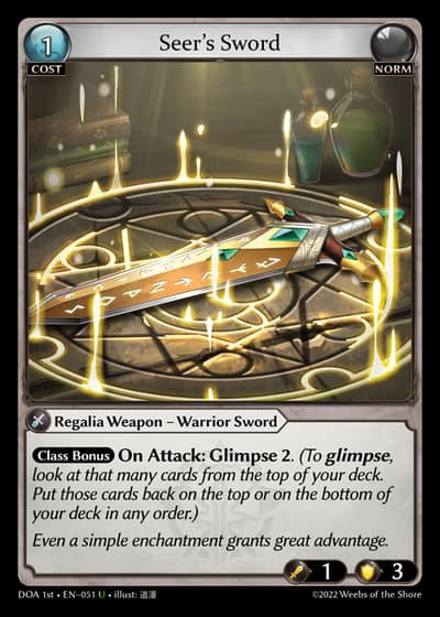 Seer's Sword DOA 1st-EN-051-Foil-Uncommon (U) - Dawn of Ashes First Edition - Grand Archive Card