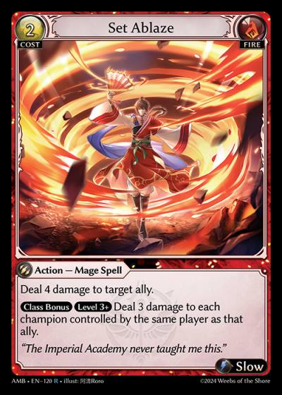 Set Ablaze AMB-EN-120-Normal-Rare (R) - Mortal Ambition - Grand Archive Card