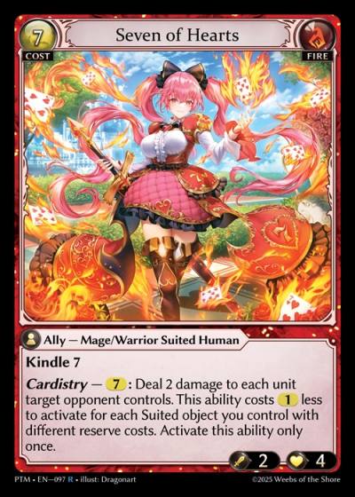 Seven of Hearts PTM-EN-097-Foil-Rare (R) - Phantom Monarchs - Grand Archive Card