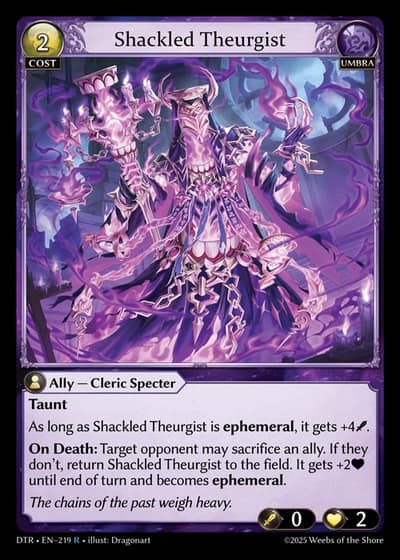 Shackled Theurgist DTR-EN-219-Foil-Rare (R) - Distorted Reflections - Grand Archive Card