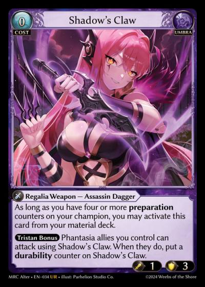 Shadow's Claw MRC Alter-EN-034-Foil-Ultra Rare (UR) - Mercurial Heart Alter Edition - Grand Archive Card