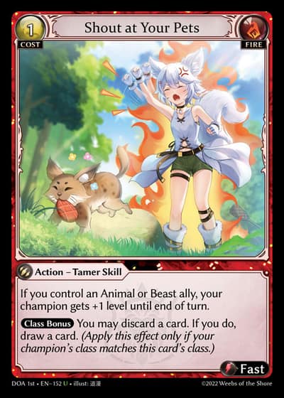 Shout at Your Pets DOA 1st-EN-152-Foil-Uncommon (U) - Dawn of Ashes First Edition - Grand Archive Card