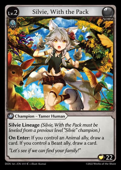 Silvie, With the Pack 011 Dawn of Ashes First Edition Grand Archive card