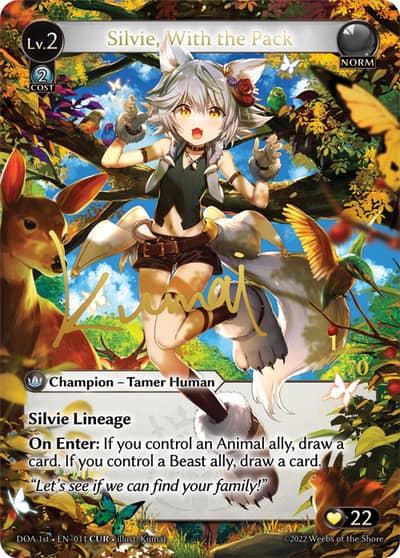 Silvie, With the Pack 011 Dawn of Ashes First Edition Grand Archive card