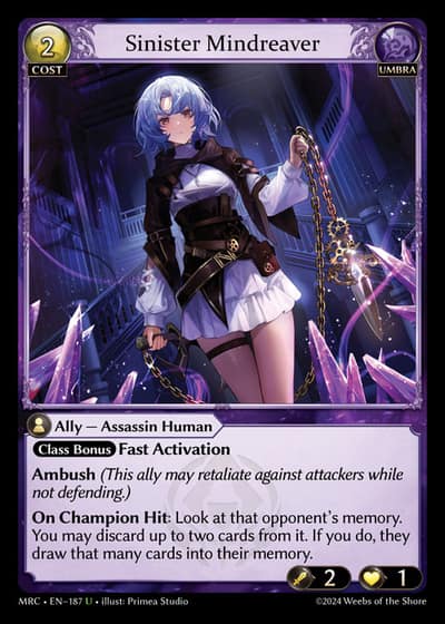Sinister Mindreaver MRC-EN-187-Foil-Uncommon (U) - Mercurial Heart - Grand Archive Card