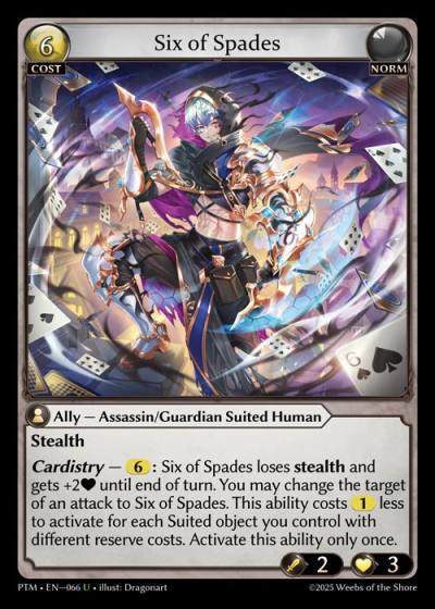 Six of Spades PTM-EN-066-Foil-Uncommon (U) - Phantom Monarchs - Grand Archive Card